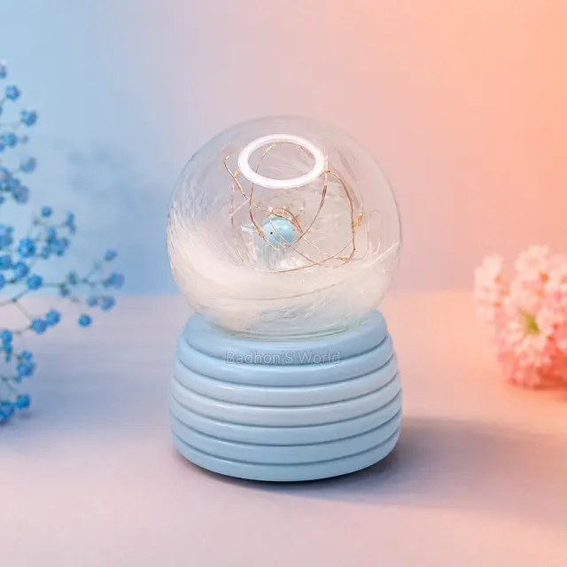 Feather Globe LED Night Lamp